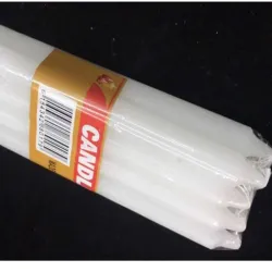  Vela, cera de parafina, diámetro 1,2CM, longitud  14CM, blanco, 8US / OPP, MOQ: 50 piezas,