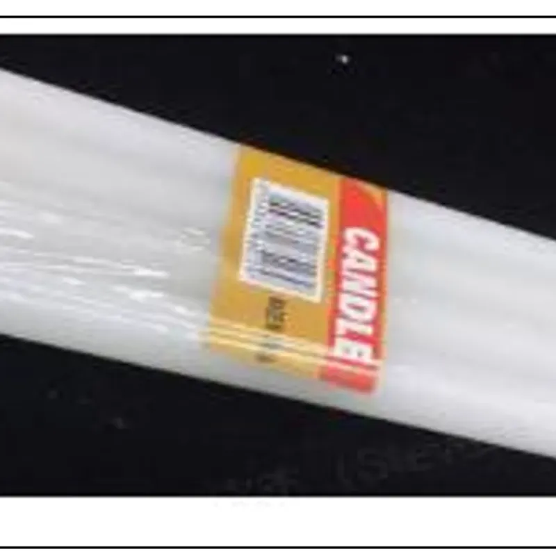  VELA, PARAFINA, 1,2CM DE DIÁMETRO, 14CM  DE LARGO, BLANCA, 4US / OPPO, MOQ: 50  PIEZAS