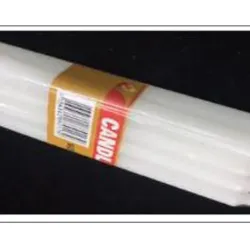  VELA, PARAFINA, 1,2CM DE DIÁMETRO, 14CM  DE LARGO, BLANCA, 8US / OPPO, MOQ: 50  PIEZAS,