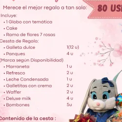 Oferta #5 acompañado por la conejita Alegría