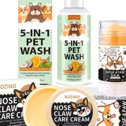 Set de cuidado con Shampoo 5 en 1 Crema hidratante para las patas Barrillas cuida nariz