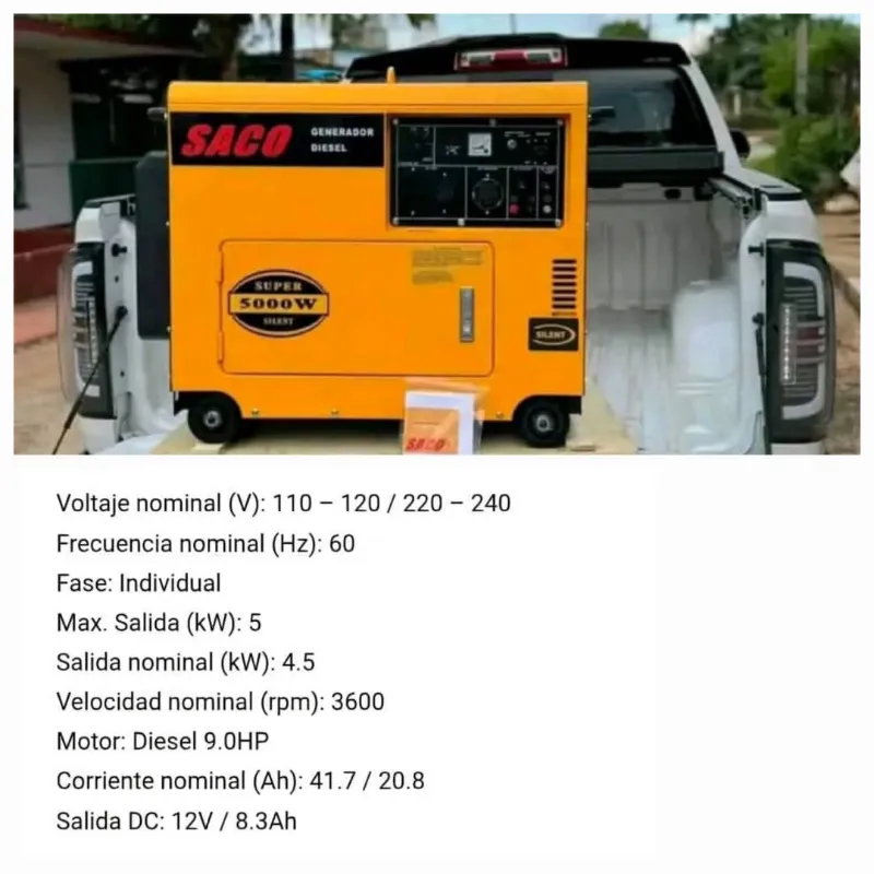 Planta eléctrica marca Saco