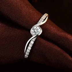 Anillo de plata esterlina S925 con cubic zirconia elegante