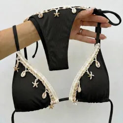 Bikini de triangulo con adorno de conchas L1114