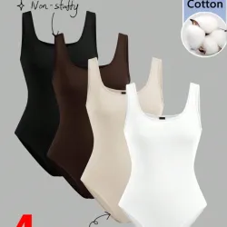 Body de Algodón Unicolor con Escote Redondo L15-37