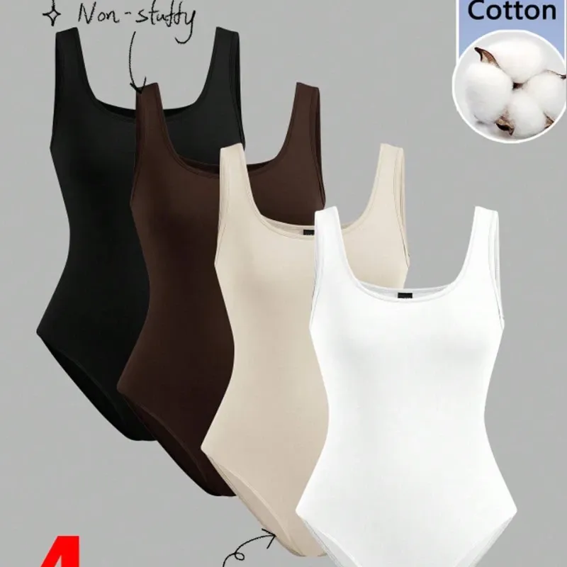 Body de Algodón Unicolor con Escote Redondo L15-37