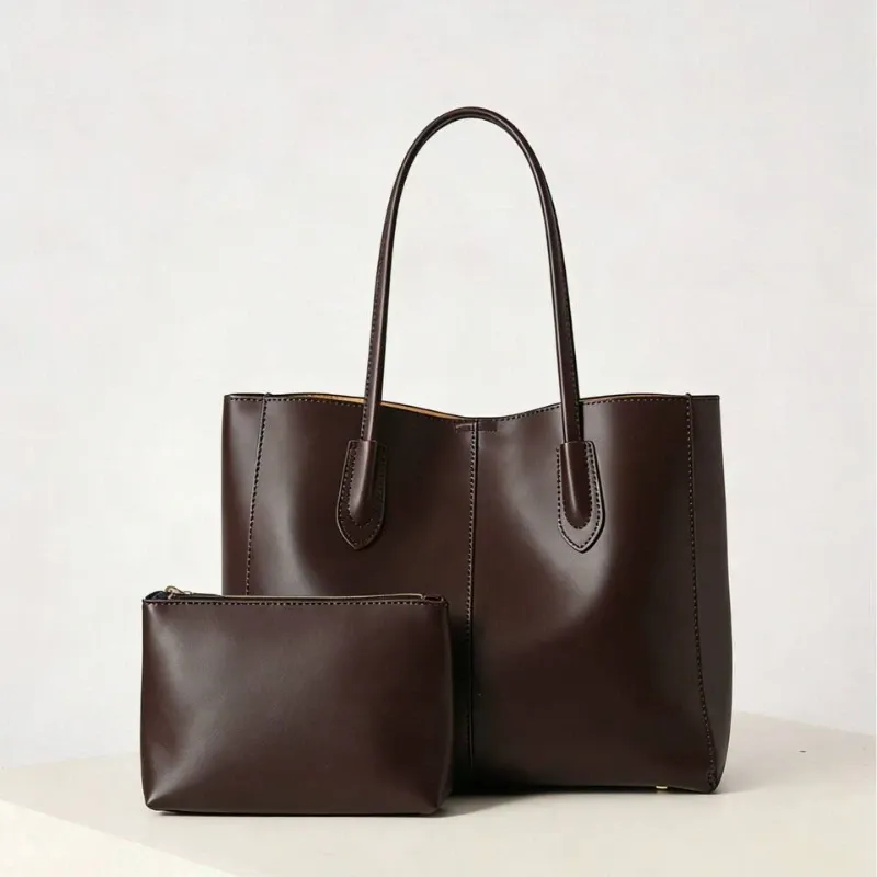 Bolso Tote Marrón Mocha + Monedero L14-2uC