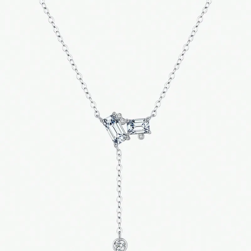 Cadena de plata de ley 925 con colgante en forma de Y con cadena de eslabones. 