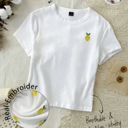 Camiseta de algodón con estampado de limon L0904