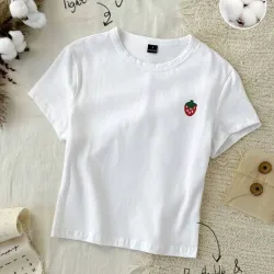 Camiseta de algodon con estampado de fresa L1021