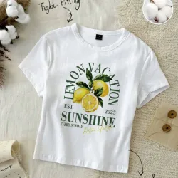 Camiseta de algodón con estampado de limón L1016