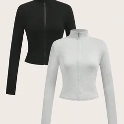 Camiseta de manga larga con cremallera de punto