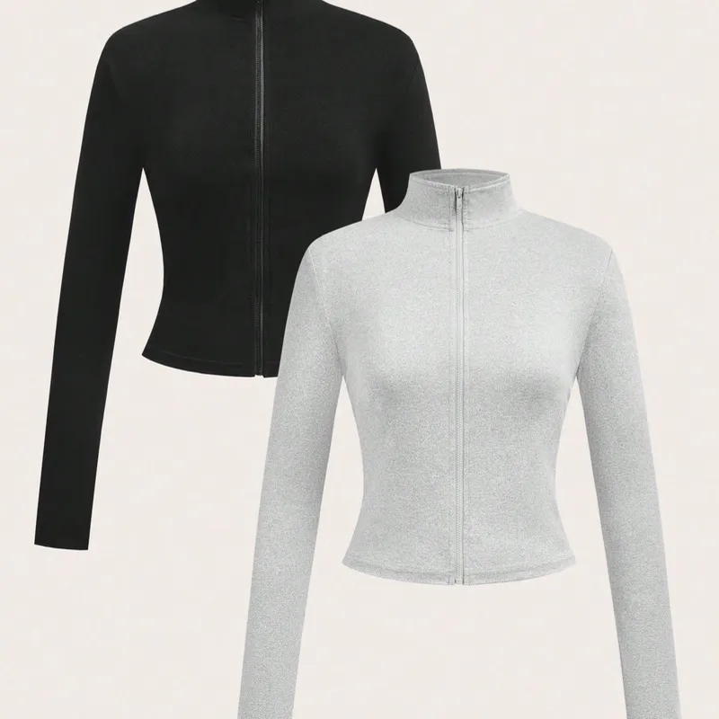 Camiseta de manga larga con cremallera de punto