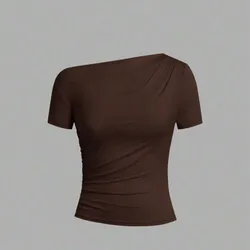 Camiseta marrón asimétrica 