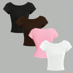 Camiseta unicolor con espalda abierta L0928