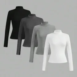 Camisetas de  cuello alto ajustadas casuales y  minimalistas para otoño/  invierno