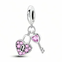 Colgante De Plata 925 Con Diseño De Llave Y Cerradura