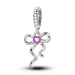 Colgante de plata de ley 925 con diseño de lazo de amor