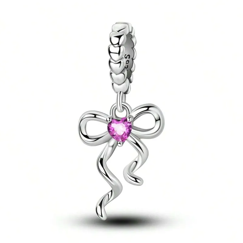 Colgante de plata de ley 925 con diseño de lazo de amor