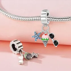 Colgante de Plata de Ley S925 con elementos de verano y vacaciones