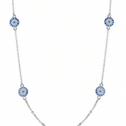 Collar con colgante de moda con diseño de ojo turco de plata de ley 925