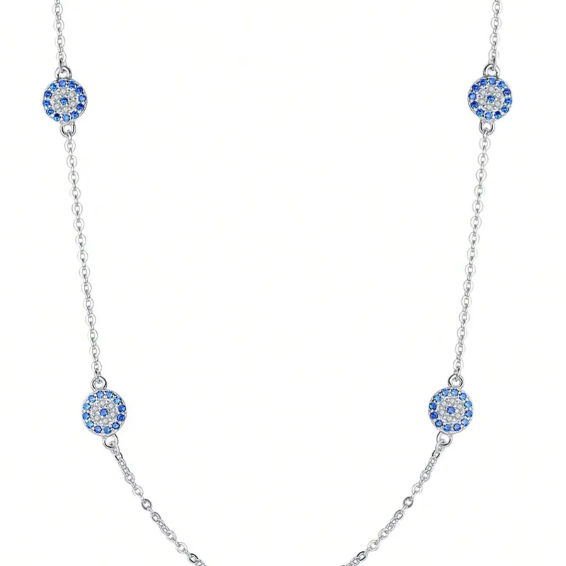 Collar con colgante de moda con diseño de ojo turco de plata de ley 925