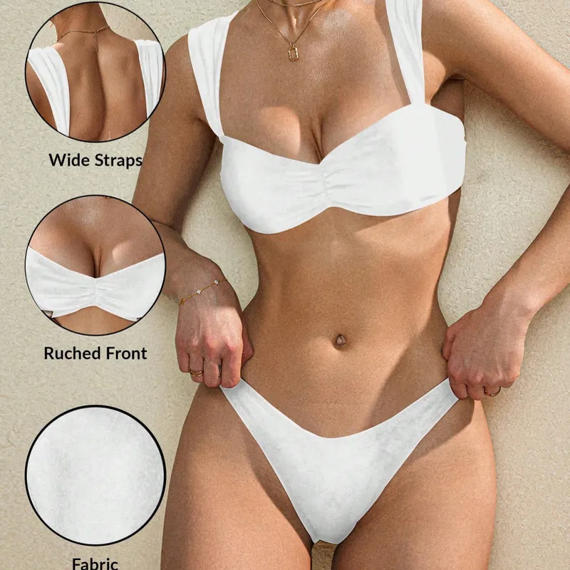 Coniunto de bikini minimalista y elegante para mujer con tiras anchas