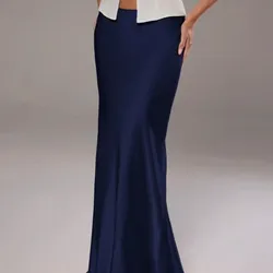 Falda plisada de satén de cintura baja