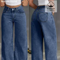 Jeans de mezclilla de pierna amplia L0816
