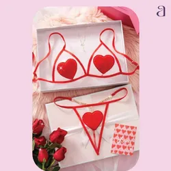 Lencería con estampado de corazón de terciopelo