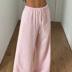 Pantalones sueltos de verano con cordón L0806