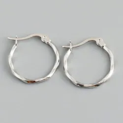 Pendientes de aro de elegante plata de ley 925 unisex adecuado para uso diario
