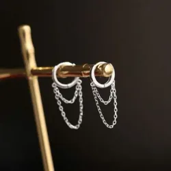 pendientes de borla de doble cadena