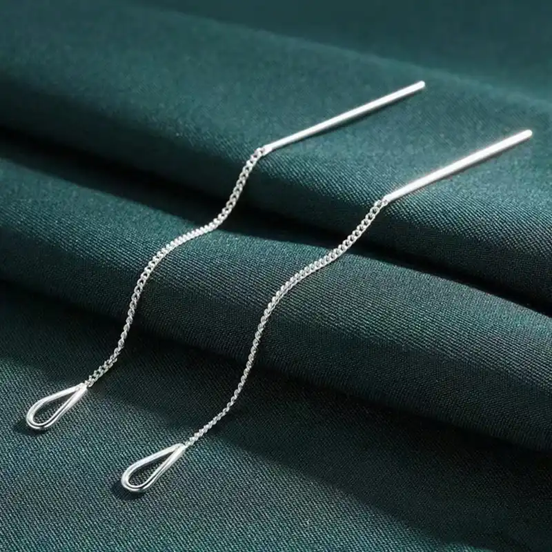 Pendientes de plata S925 con diseño de moda y estilo simple