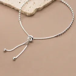 Pulsera ajustable de plata de ley 925 con cuentas