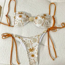 Set de bikini con concha dorada L0632