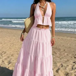 Set de falda y top halter L0533