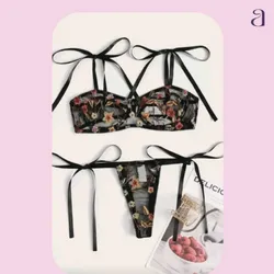 Set de lencería con bordado floral