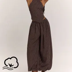 set de pantalon tipo globo y top de espalda descubierta L1628