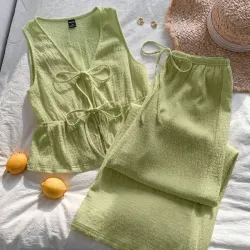 set de pantalon y top anudado L0915