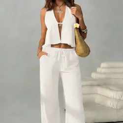 Set de pantalones y tops halter L0534