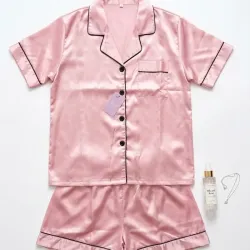 Set de pijama camisa y short de satén