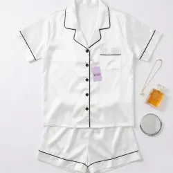 Set de pijama camisa y short de satén