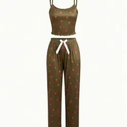 Set de pijama de camiseta de tirantes y pantalón con estampado de fresas
