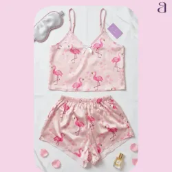 Set de pijama de saten con estampado