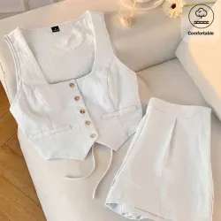 Set de top tipo chaleco y shorts 100% algodón l0817