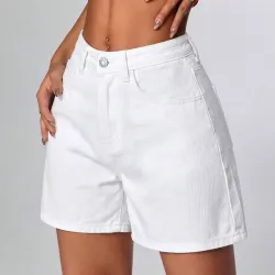 Shorts de mezclilla blanca L0810