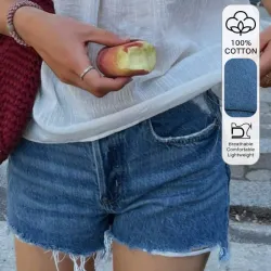 Shorts de mezclilla con bajo roto L0527