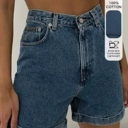 Shorts de mezclilla con dobladillo L0528