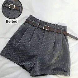 Shorts de rayas con cinto L1012